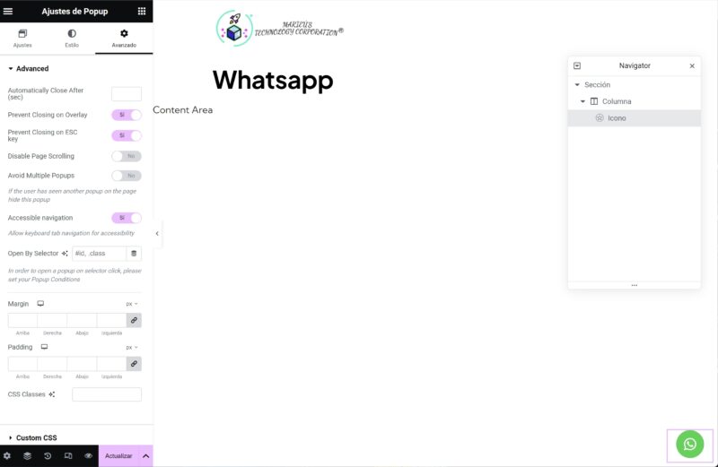 Agregar boton de Whatsapp flotante en Wordpress con Elementor Marieu scaled